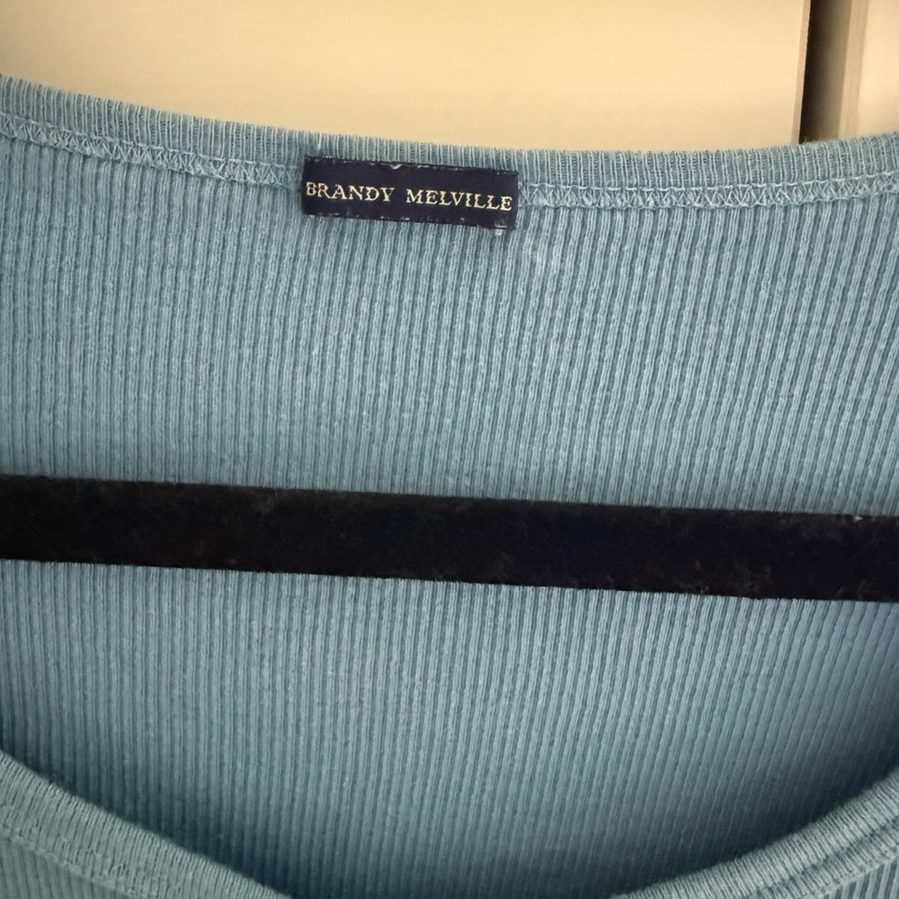 Brandy Melville Light Blue Ribbed Button-Up Top - Picture 3 of 3